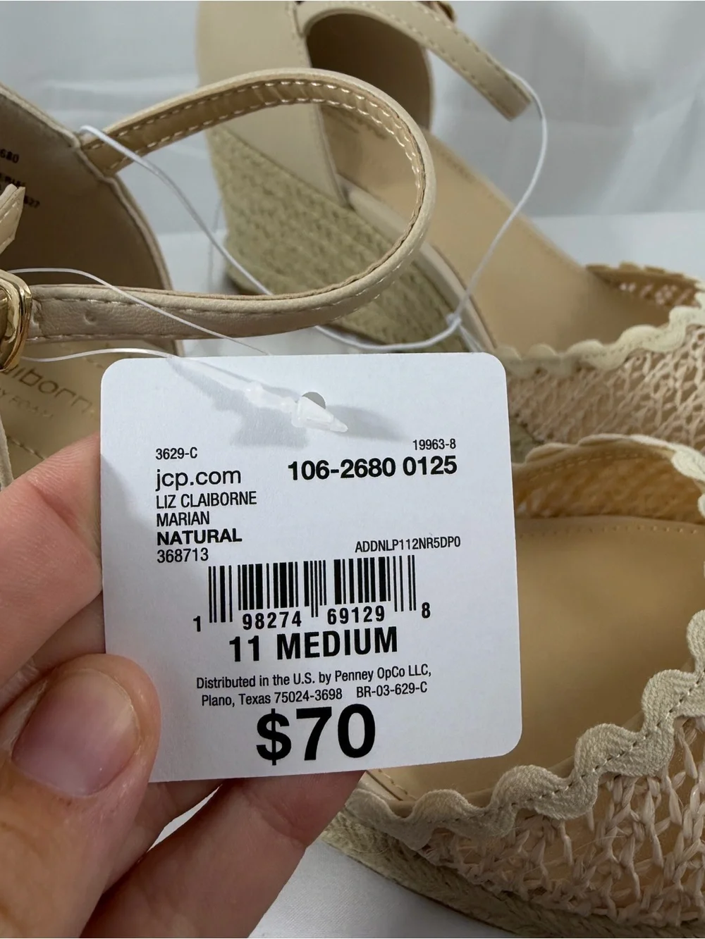 NWT Liz Claiborne Women’s Size 11 Cream Ankle-Strap Espadrille Wedge Sandals